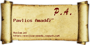 Pavlics Amadé névjegykártya